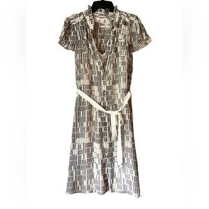 Banana Republic Gray and Cream Printed Midi Dress